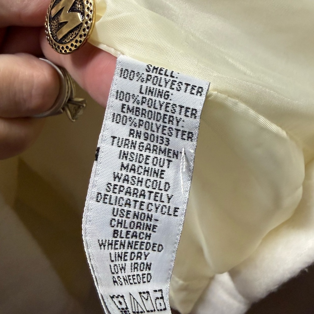 Bob Mackie Wearable Art Embroidered Jacket Floral Ivory L Button Front - Picture 4 of 5